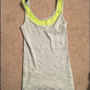 yellow beaded and grey tank